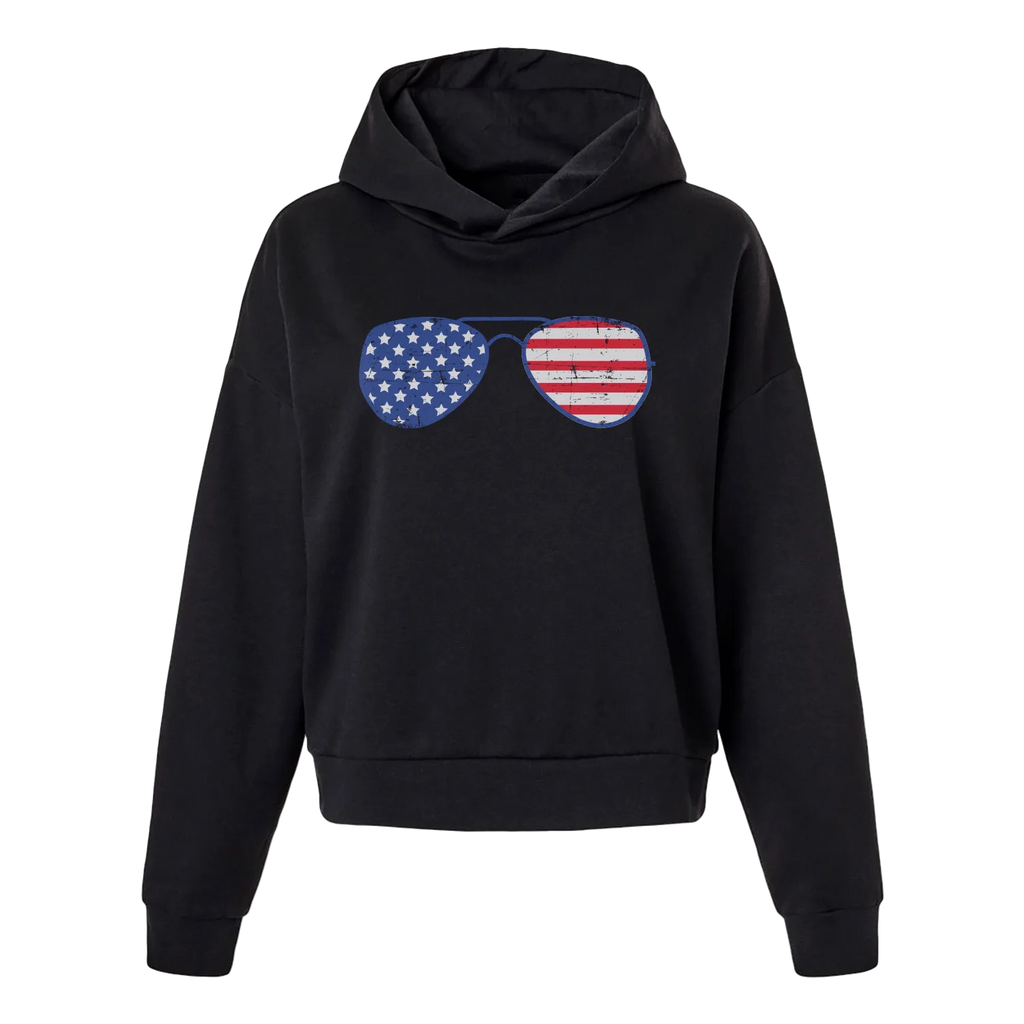 Glasses With USA Flag Women's Hoodie