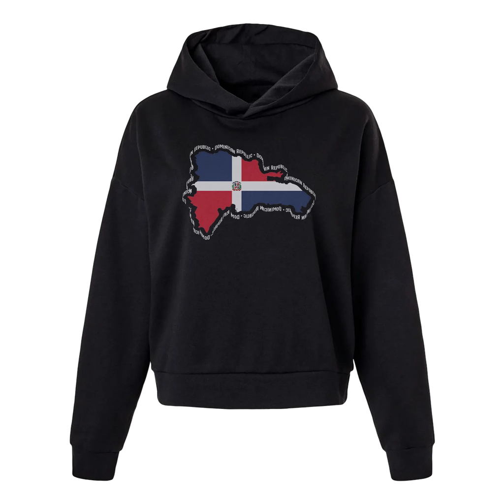 Sudadera con capucha para mujer con mapa y bandera