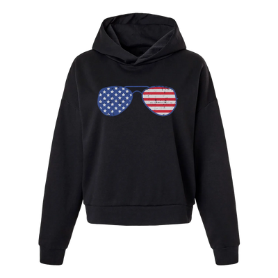 Glasses With USA Flag Women's Hoodie