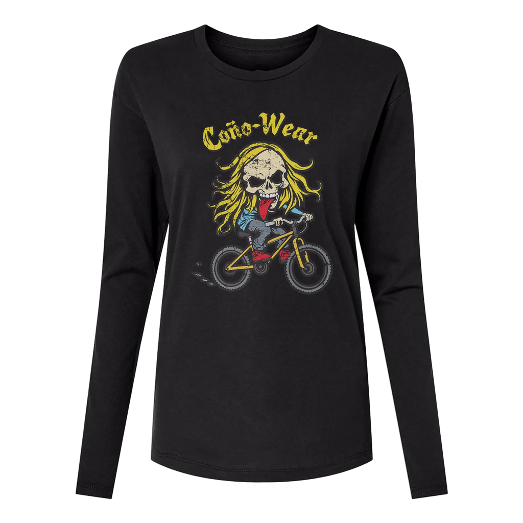 Skull Cyclist Long Sleeve Women's T-Shirt