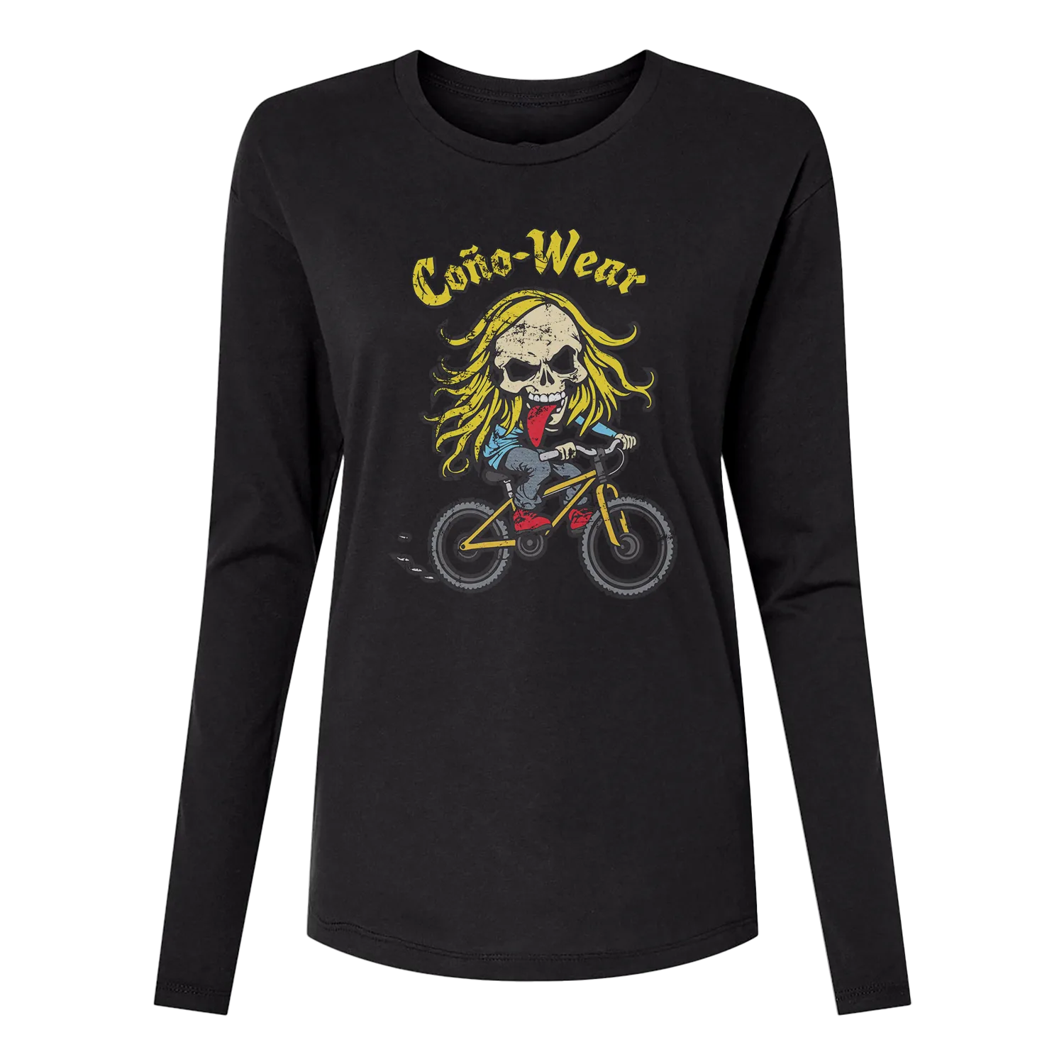 Skull Cyclist Long Sleeve Women's T-Shirt