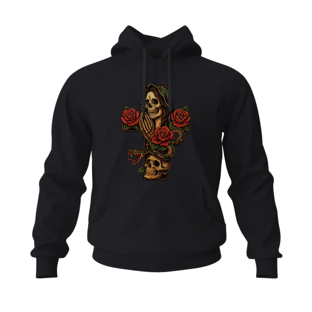 Santa Muerte Skull Cross Men's Hoodies