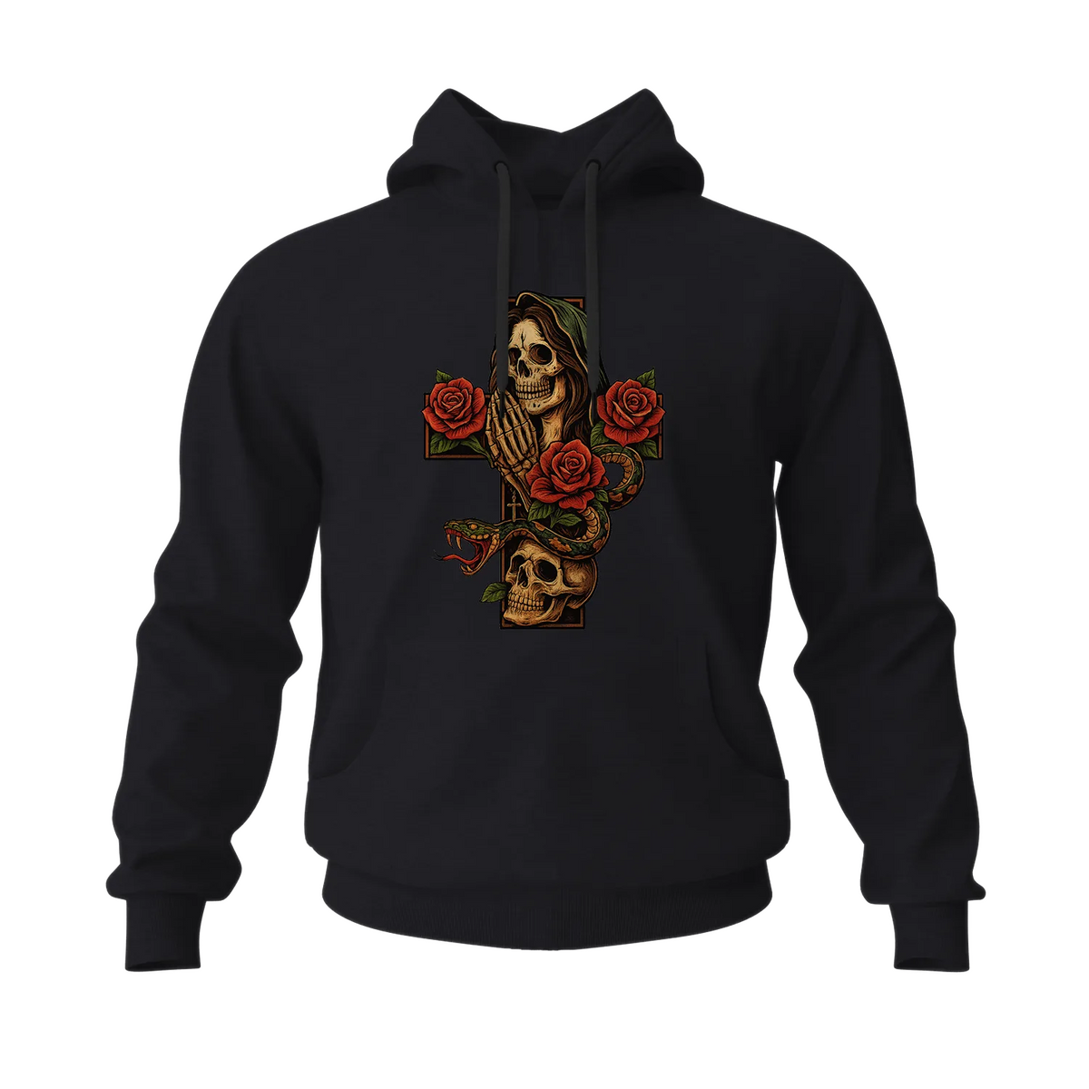 Santa Muerte Skull Cross Men's Hoodies