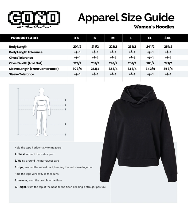 Size chart for Dime A Ver Women's Hoodie