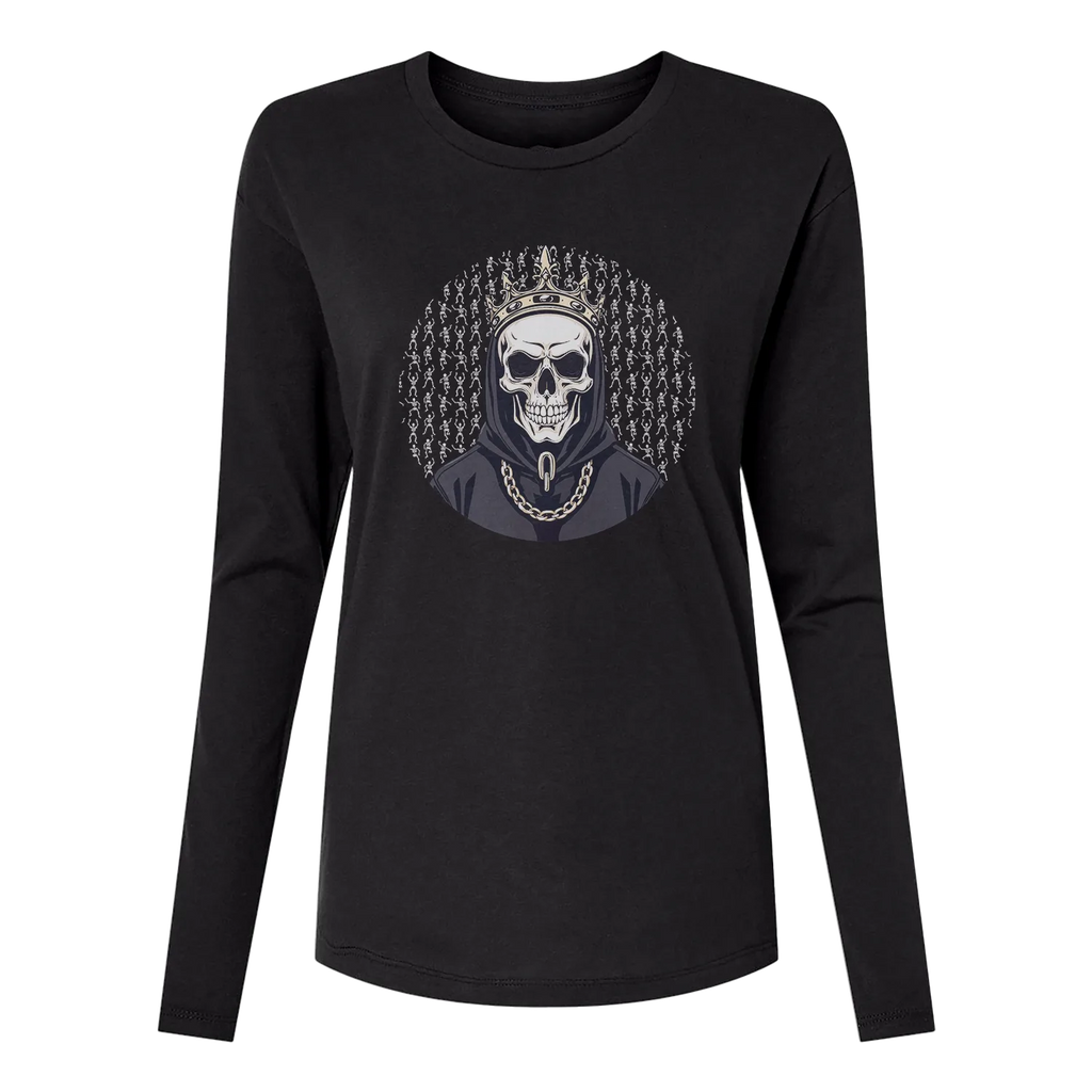 Black Skull Long Sleeve Women's T-Shirt