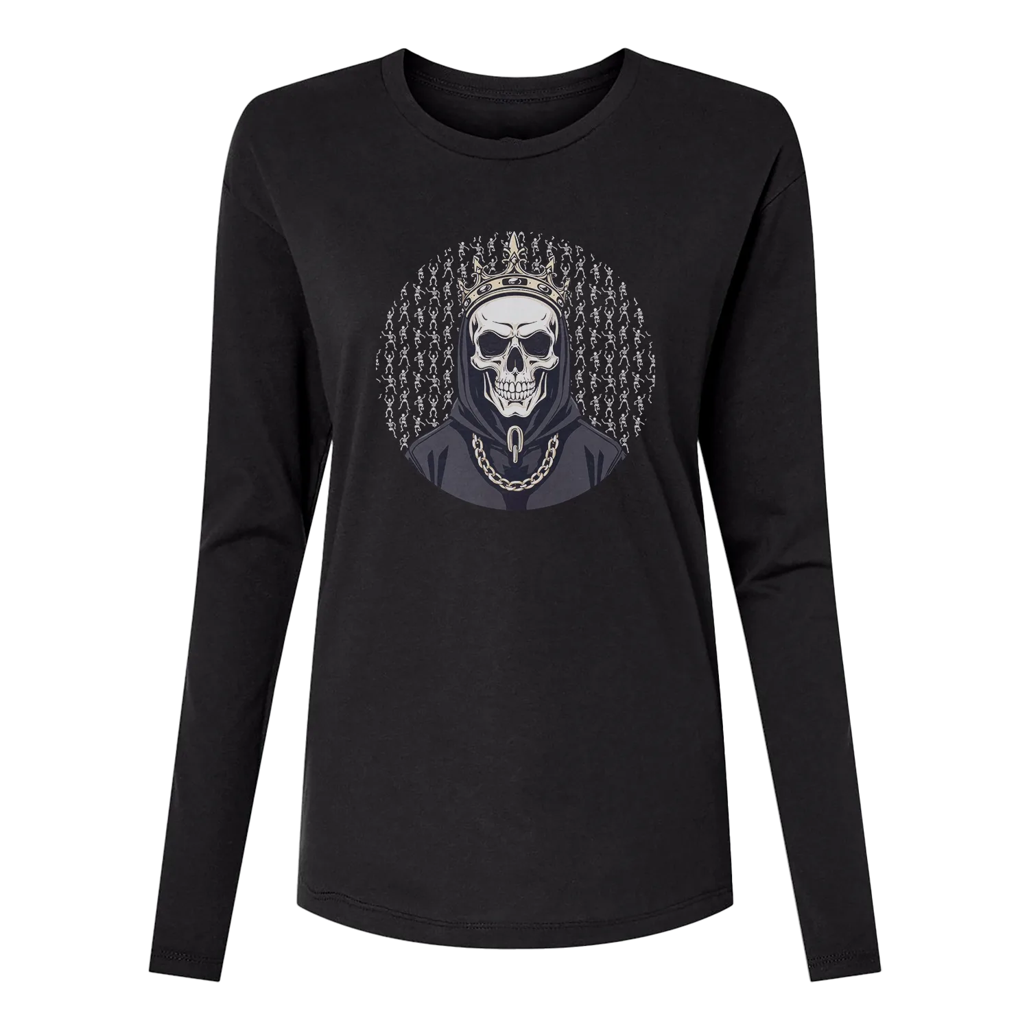 Black Skull Long Sleeve Women's T-Shirt