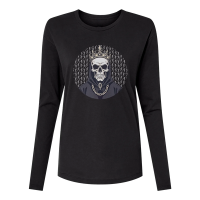 Black Skull Long Sleeve Women's T-Shirt