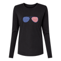 Glasses With USA Flag Long Sleeve Women's T-Shirt