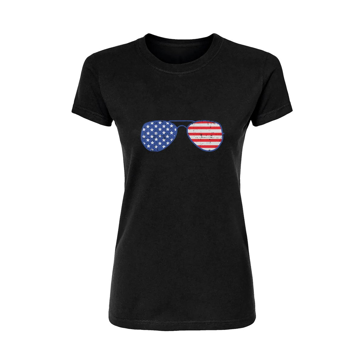 Glasses With USA Flag Short Sleeve Women's T-Shirt