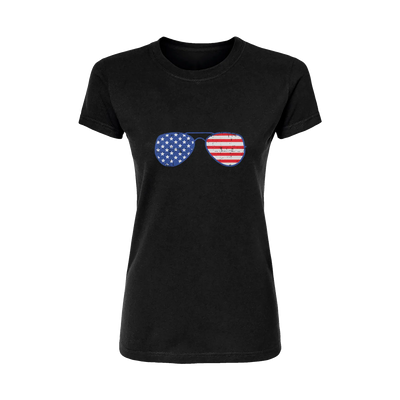 Glasses With USA Flag Short Sleeve Women's T-Shirt