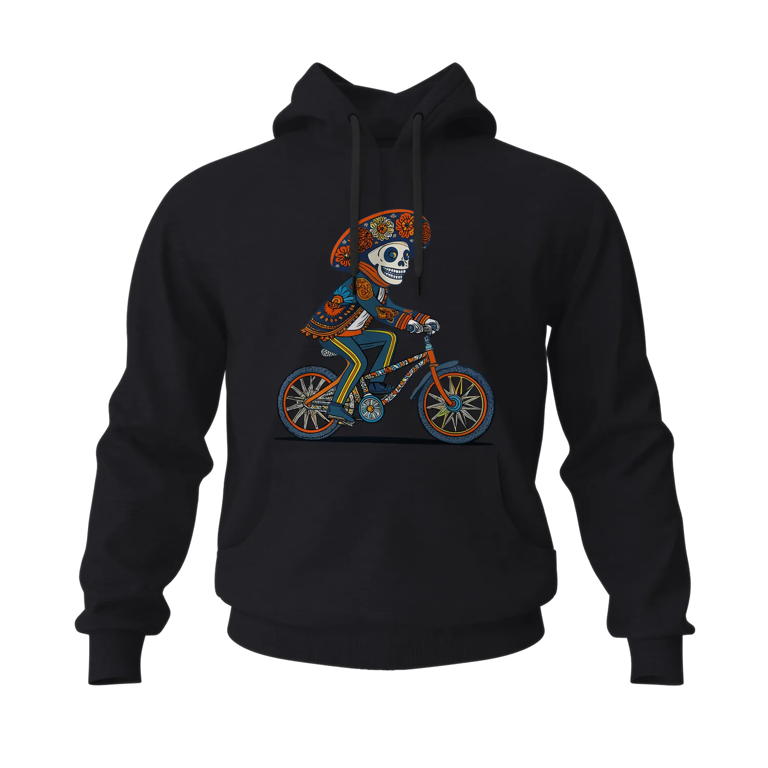 Skull Mariachi en Bici Men's Hoodies