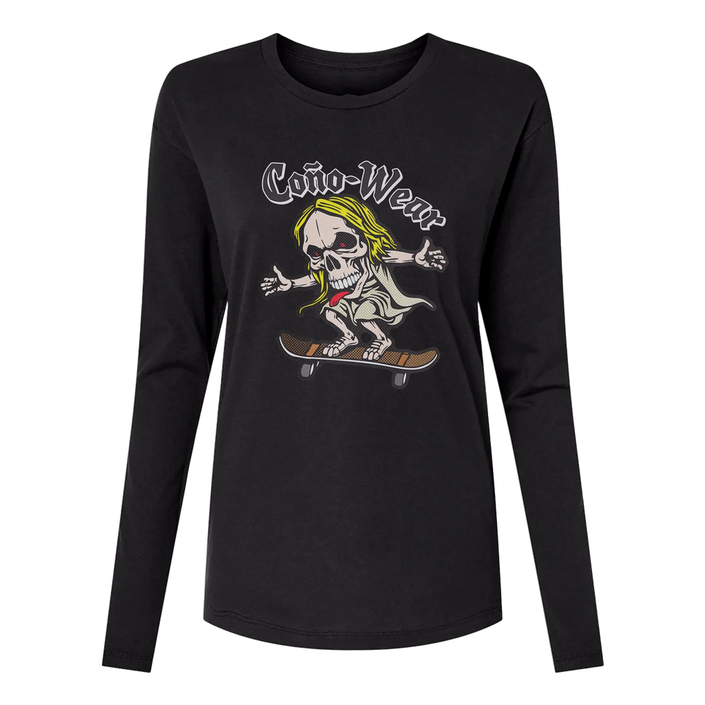 Skate Skull Long Sleeve Women's T-Shirt