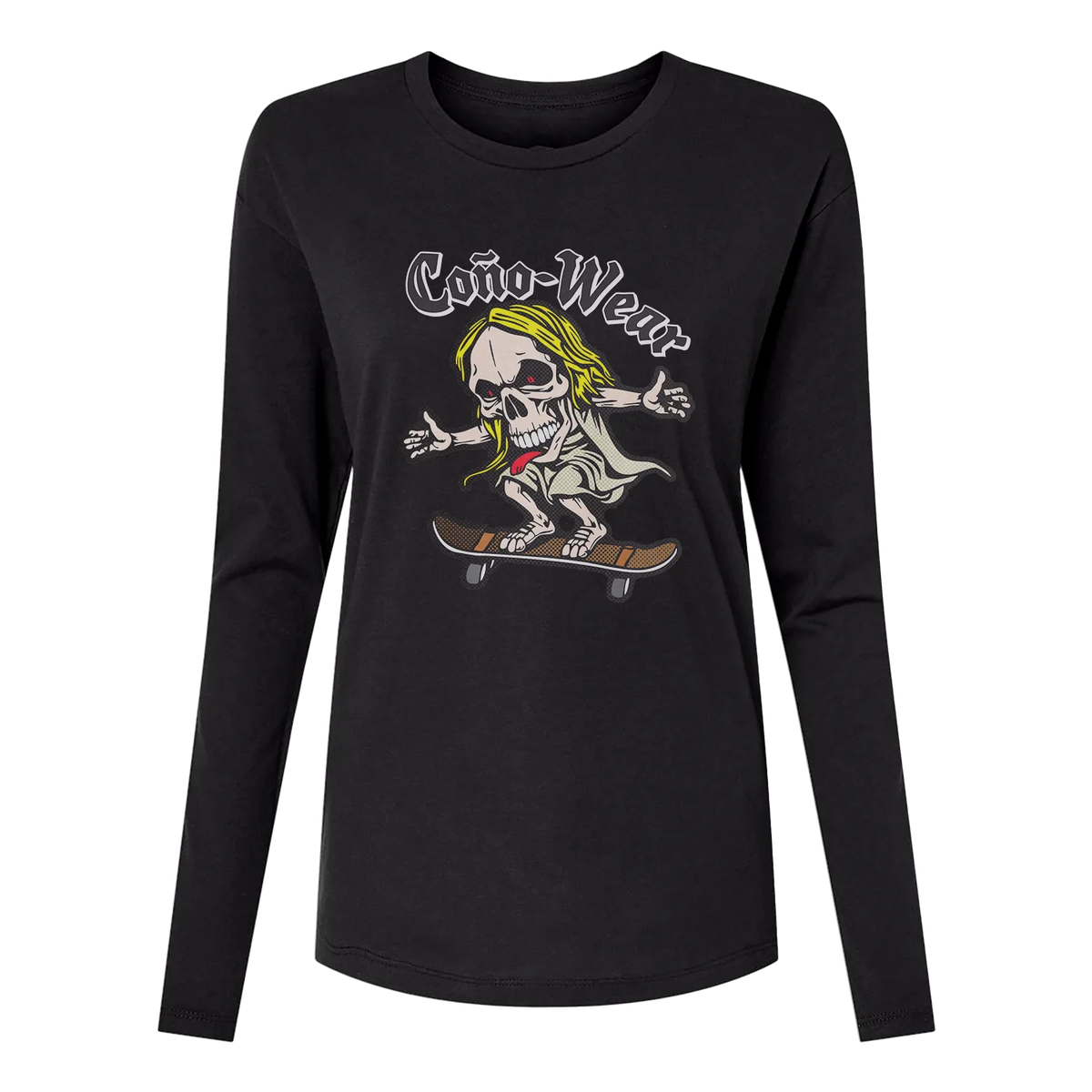 Skate Skull Long Sleeve Women's T-Shirt