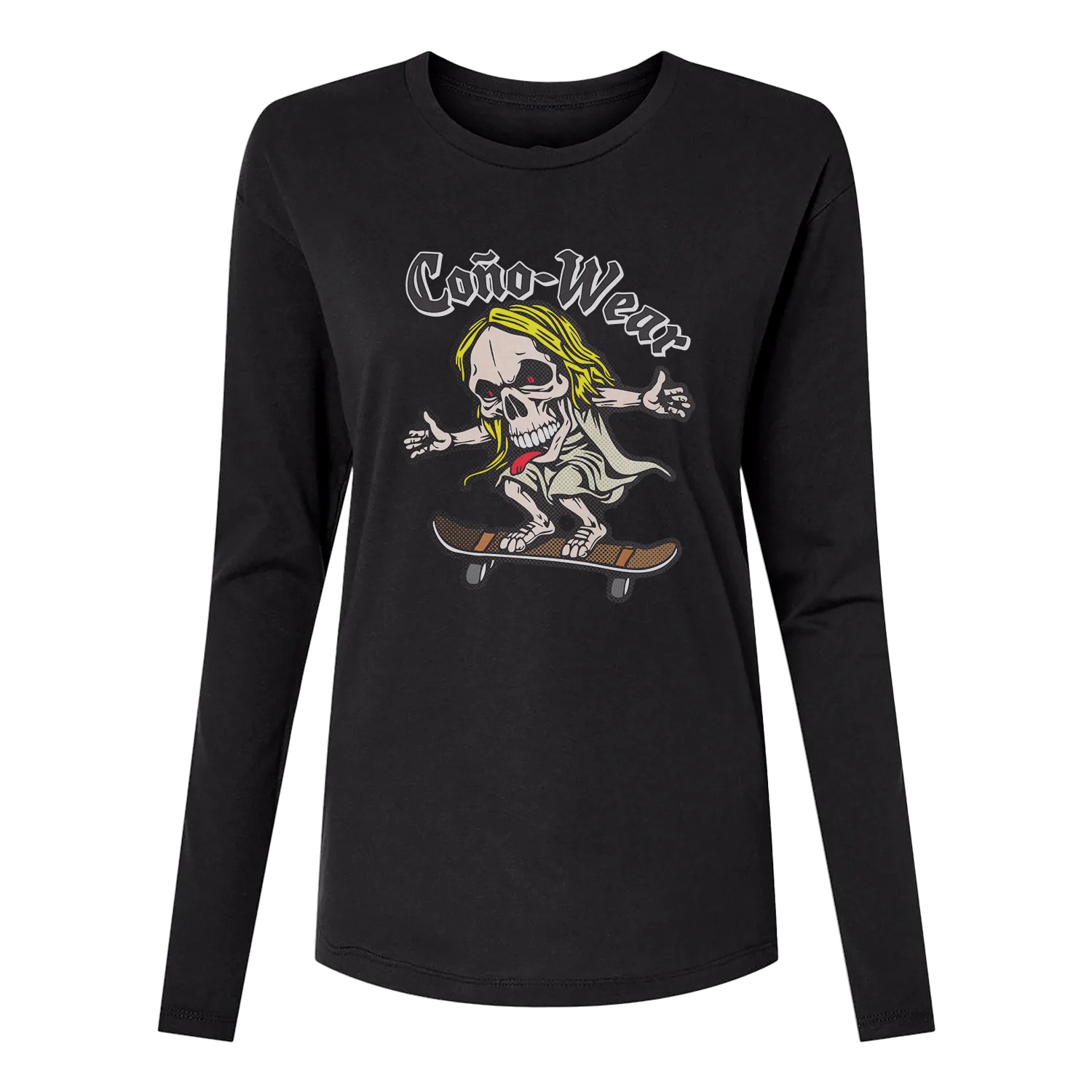 Skate Skull Long Sleeve Women's T-Shirt