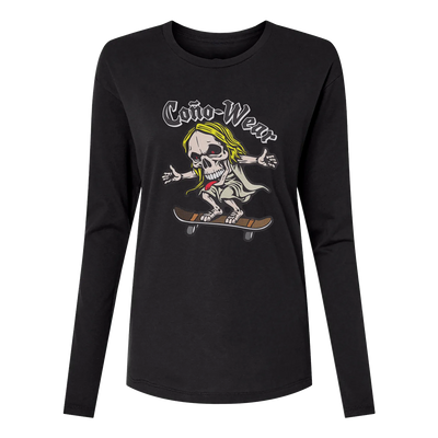 Skate Skull Long Sleeve Women's T-Shirt