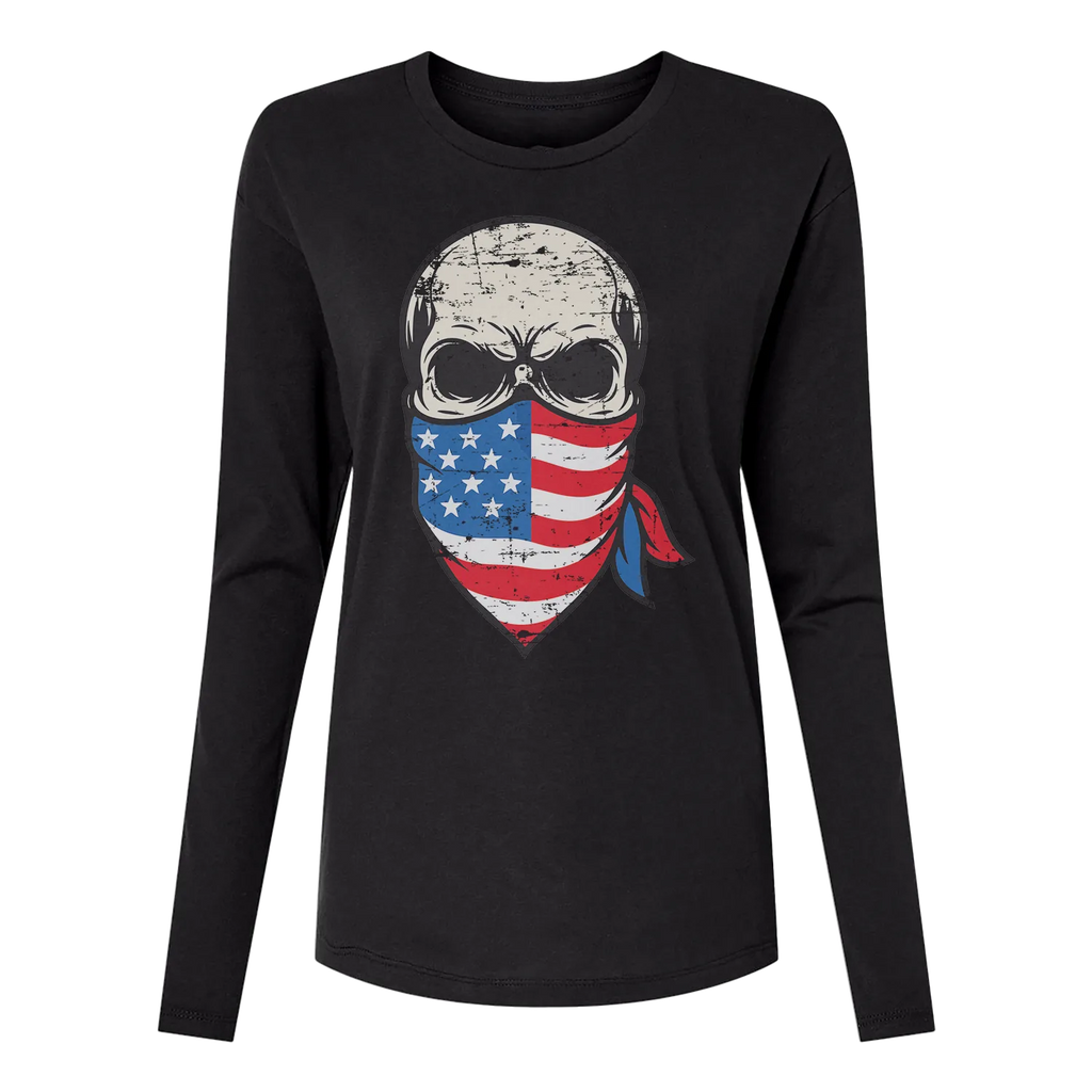Skull Bandana Long Sleeve Women's T-Shirt