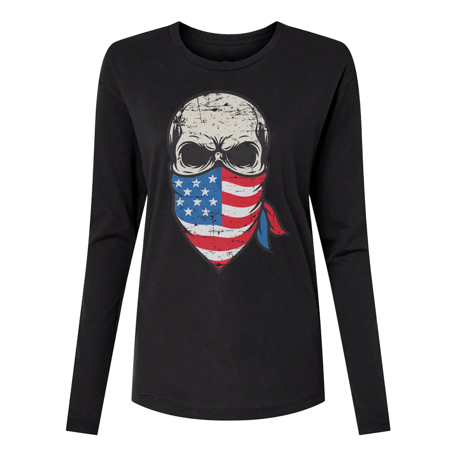 Skull Bandana Long Sleeve Women's T-Shirt